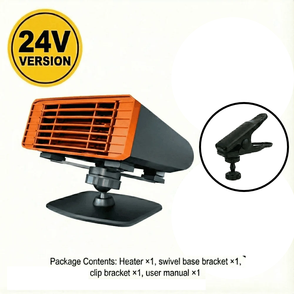 360° Swivel Fast-Heat Car Heater —12V/24V, Instant 80°C, Silent, Fire-Retardant Safety | Traverseon