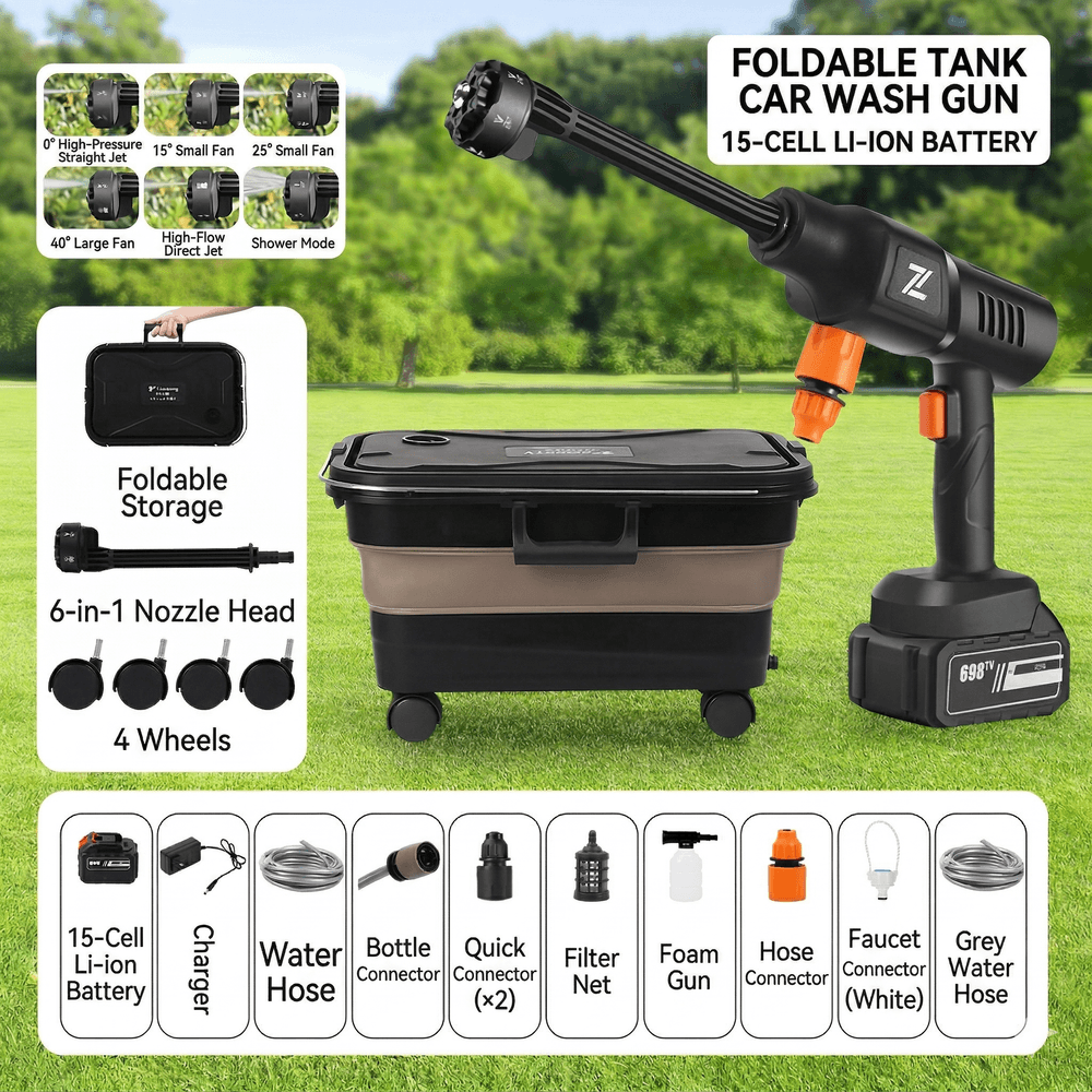 Portable Cordless Pressure Washer, 23L Tank, 6 Modes, All-Scene Cleaning | Traverseon