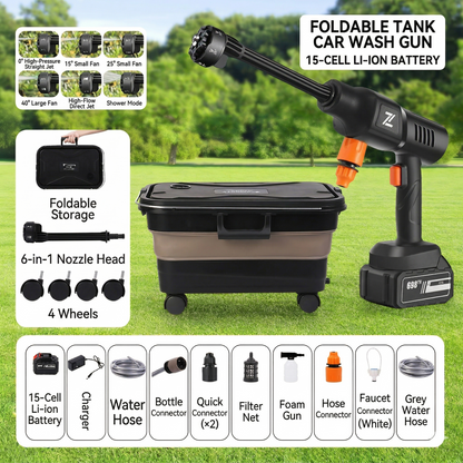 Portable Cordless Pressure Washer, 23L Tank, 6 Modes, All-Scene Cleaning | Traverseon