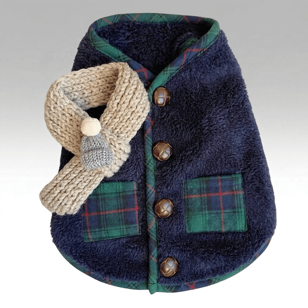 Plaid Coral Fleece Dog Vest – Warm Soft Two-Leg Pet Jacket XS–6XL | Traverseon