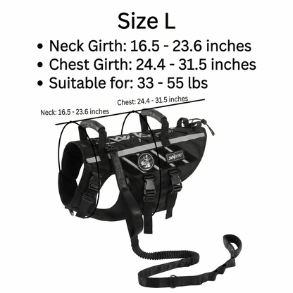 Outdoor Dog Harness – 900D Nylon Detachable Elastic Leash Reflective Dual Handles M/L/XL Hiking Walking | Traverseon