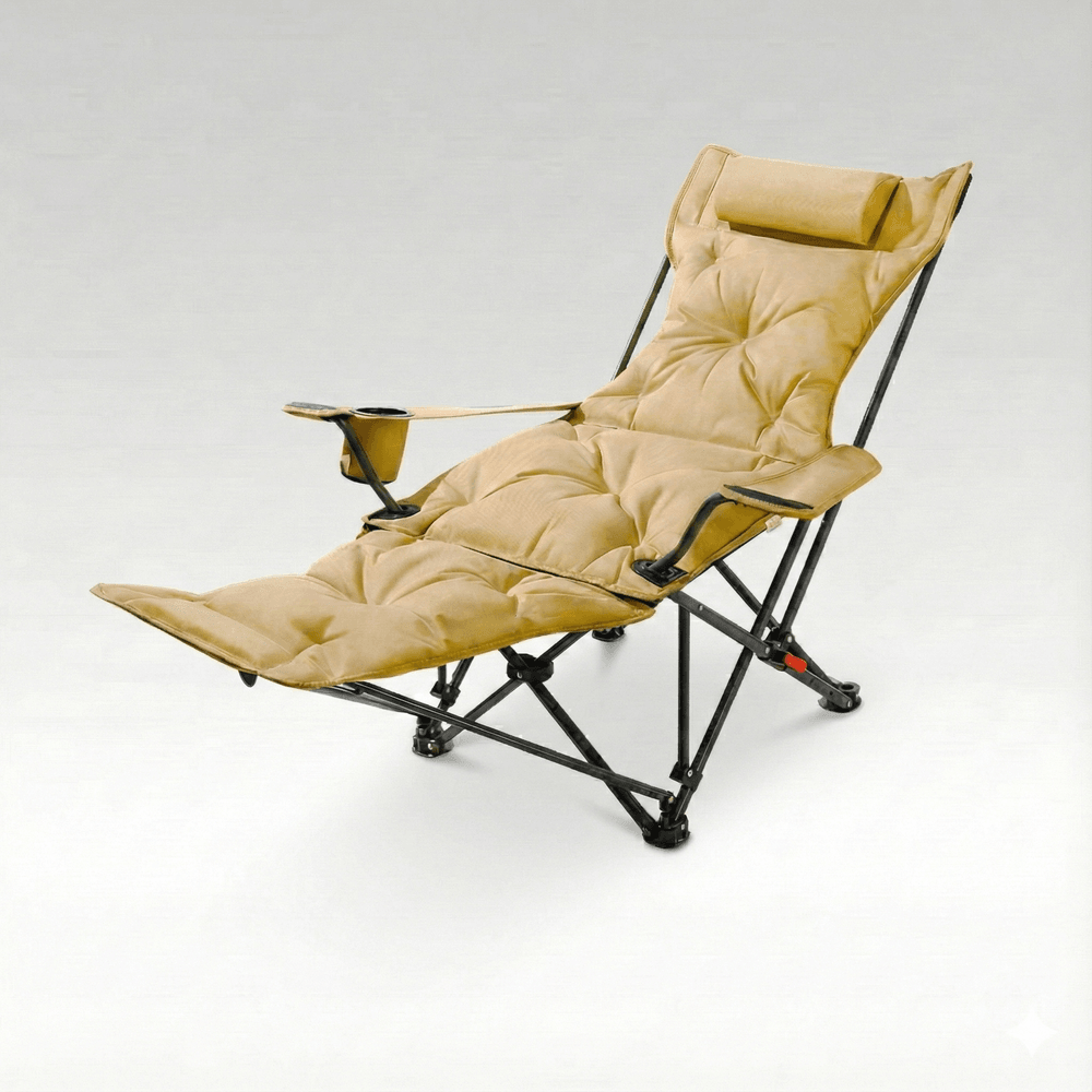 Padded Reclining Camping Chair – 3/4-Position Folding Lounger | Traverseon
