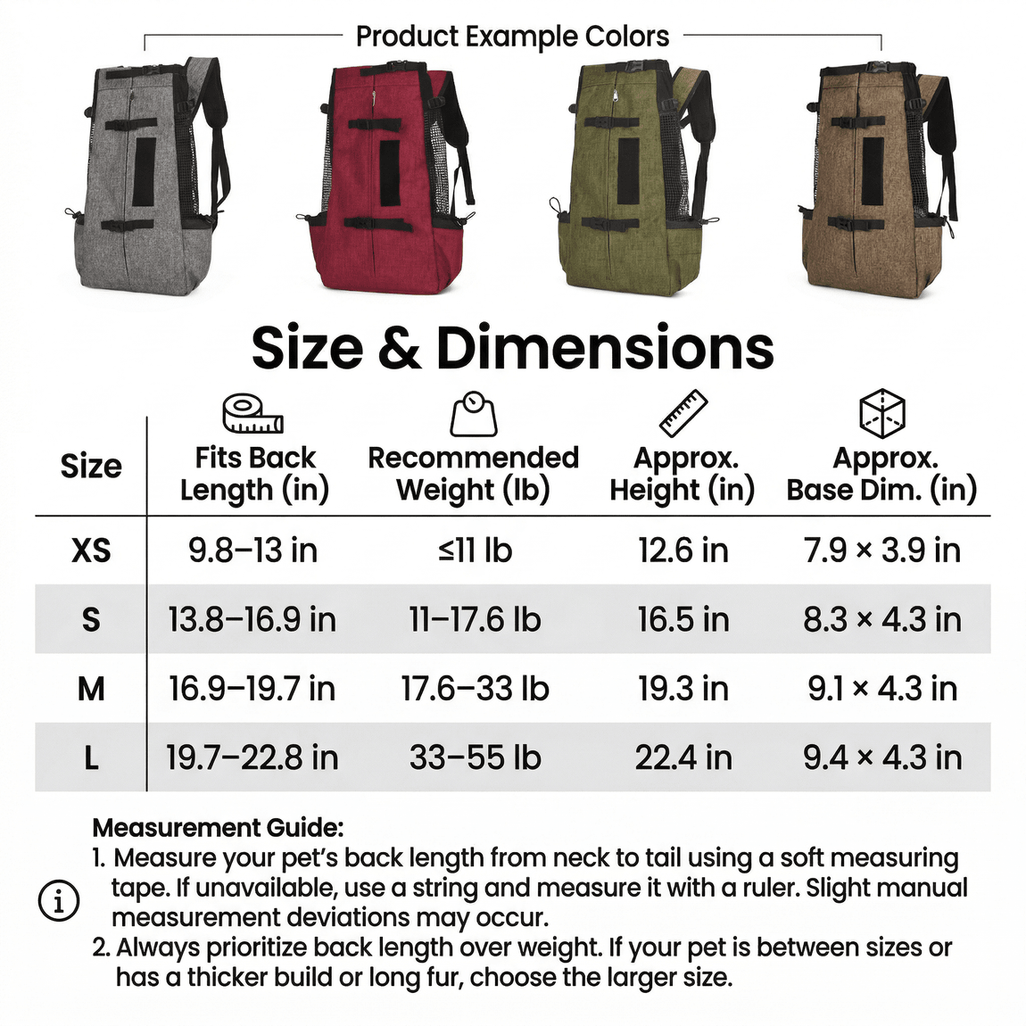 Heavy-Duty Pet Backpack Carrier (XS-L) - Escape-Proof Hiking Pack with Safety Whistle for Dogs & Cats up to 55 lbs | Traverseon