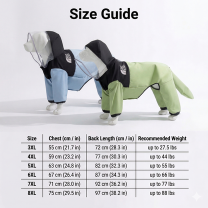Waterproof Full Coverage Large Dog Raincoat – 15000mm Breathable Hooded Jacket with Leash Hole | Traverseon