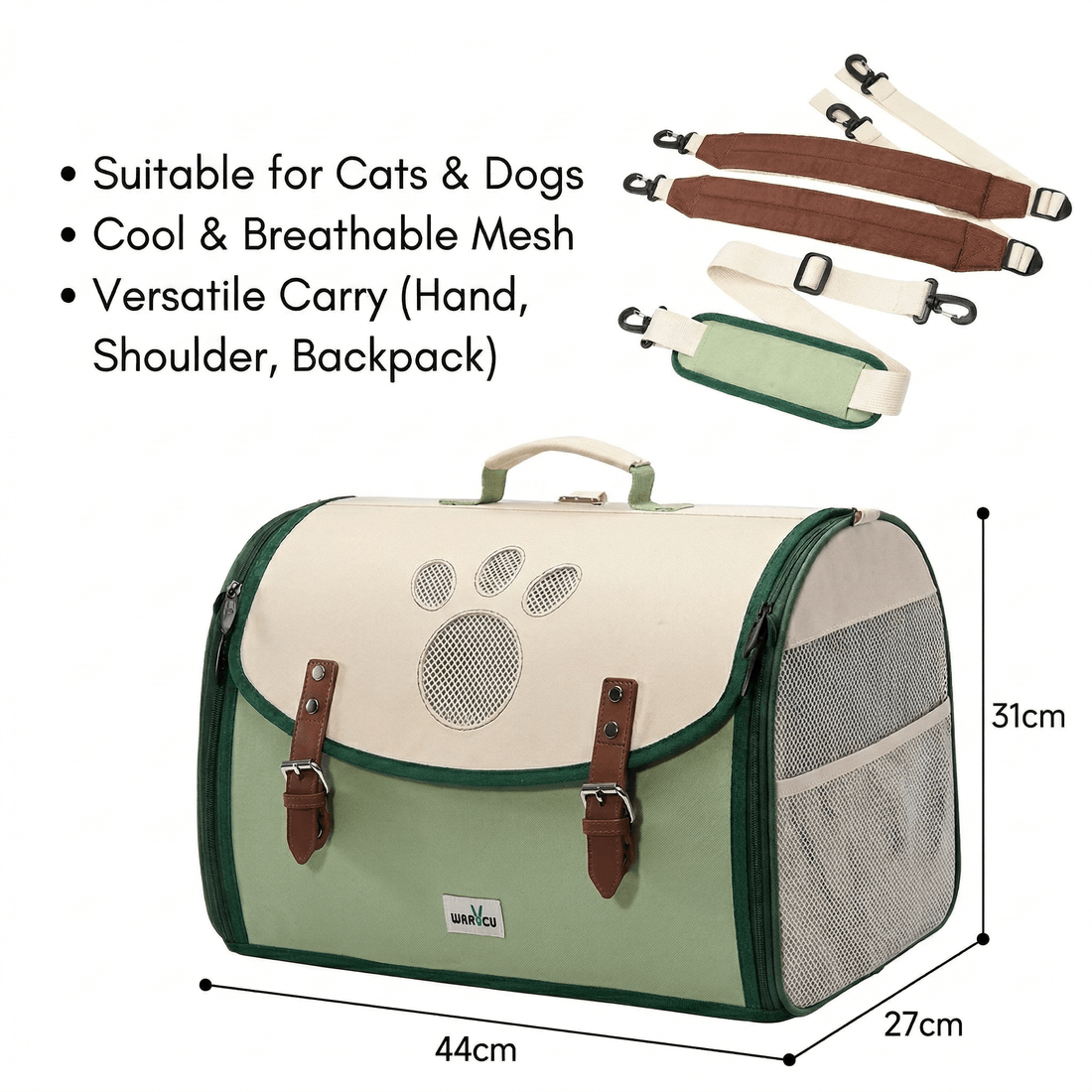 3-Way Anti-Escape Pet Carrier Backpack – Foldable Breathable Travel Bag for Cats & Small Dogs | Traverseon