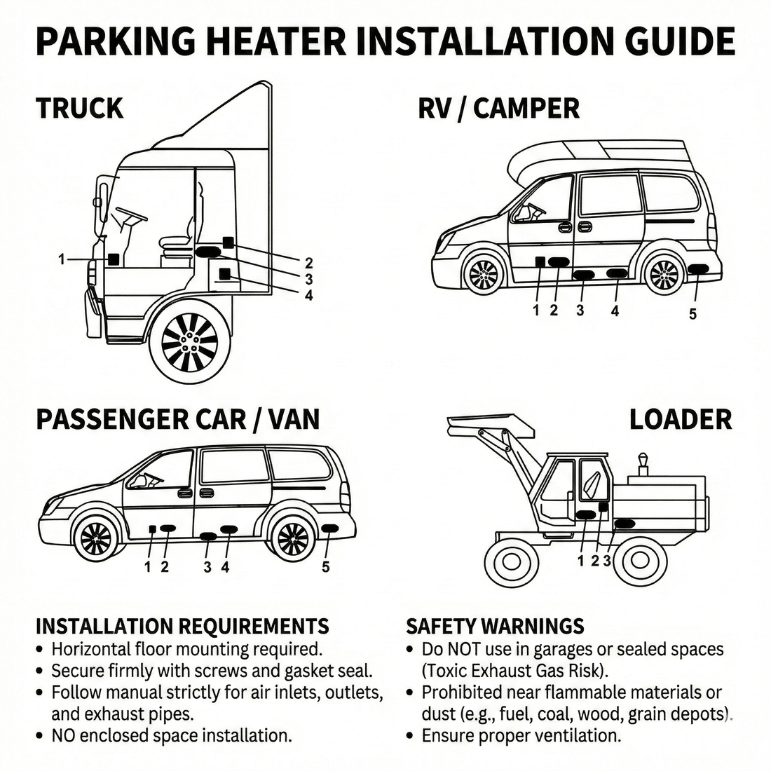 Air Parking Heater – 5000W Diesel Quiet Rapid Heat Portable for Car Truck RV | Traverseon