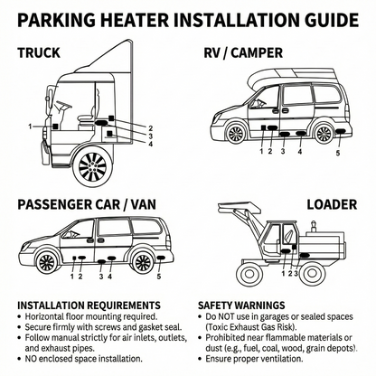 Air Parking Heater – 5000W Diesel Quiet Rapid Heat Portable for Car Truck RV | Traverseon
