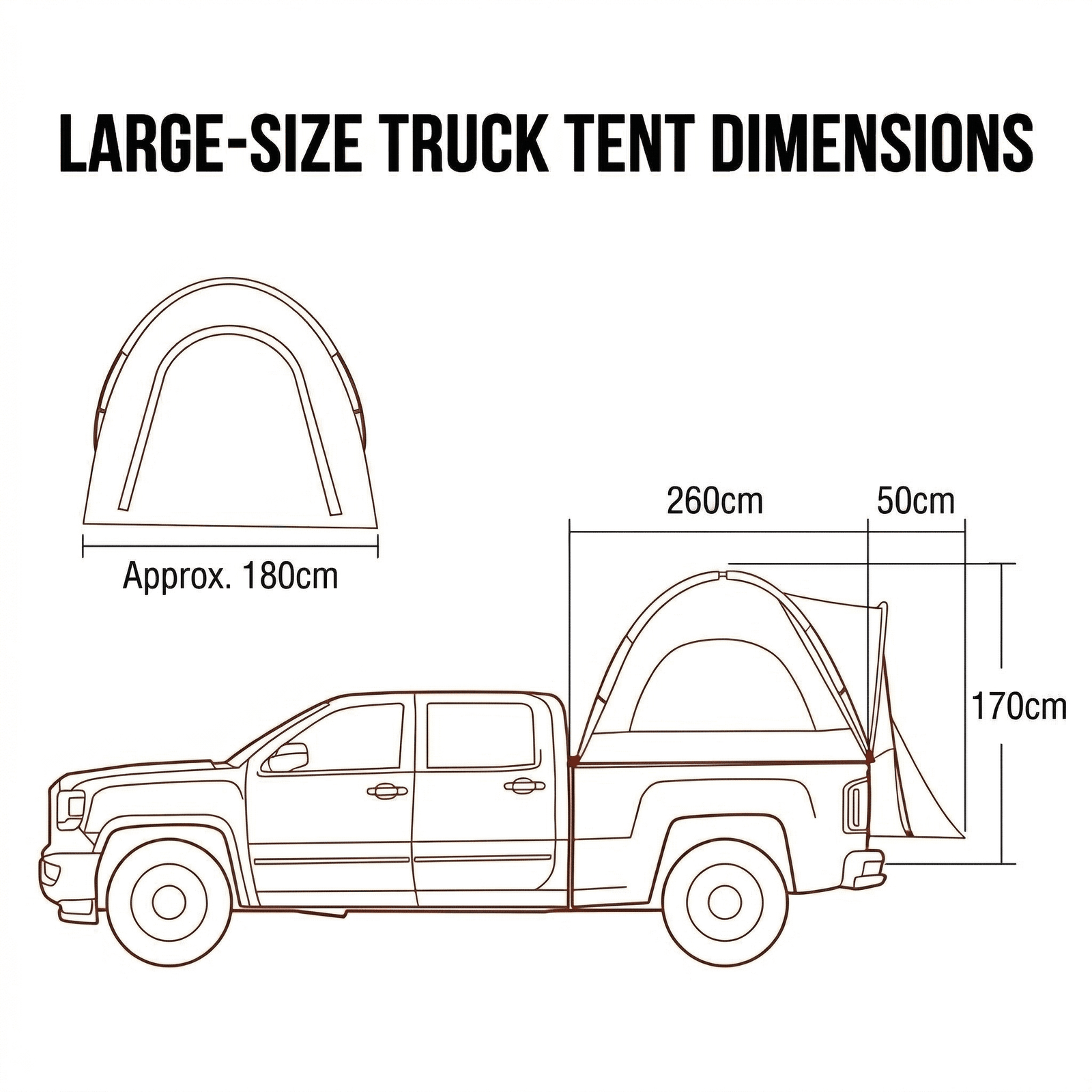 Pickup Truck Bed Tent with Rainfly – Waterproof Camping Shelter for 5.5–8 ft Beds | Traverseon