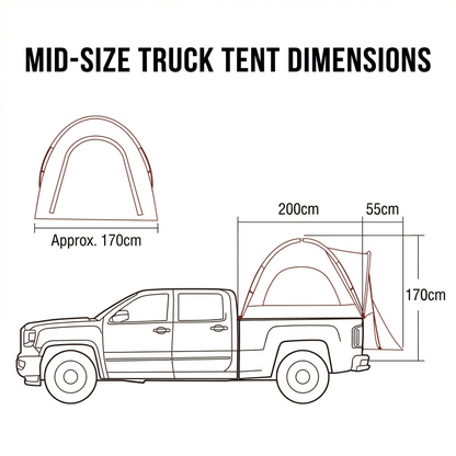 Pickup Truck Bed Tent with Rainfly – Waterproof Camping Shelter for 5.5–8 ft Beds | Traverseon