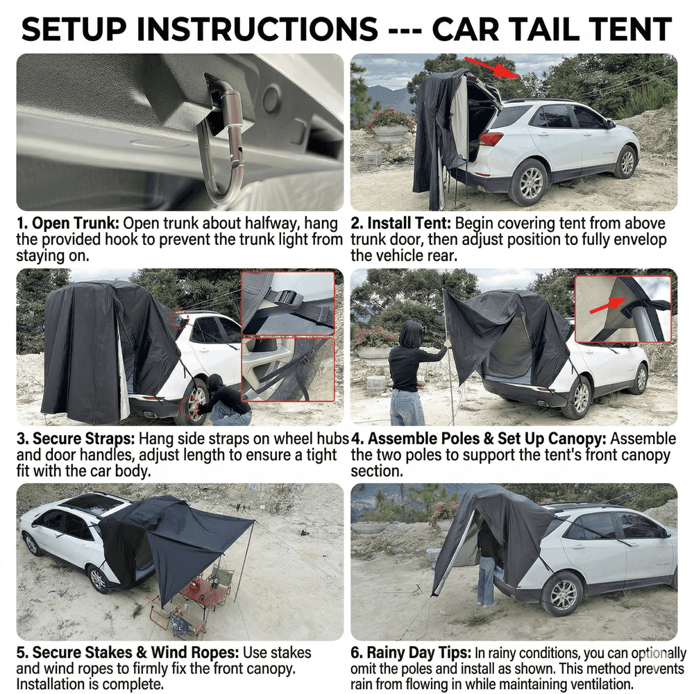 SUV Tailgate Tent – 2-4 Person Waterproof Car Camping Awning | Traverseon