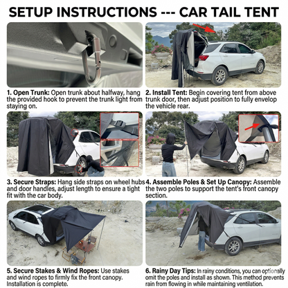 SUV Car Camping Tailgate Awning, Waterproof Privacy Screen, Extended Canopy, All-Terrain & All-Season Use | Traverseon