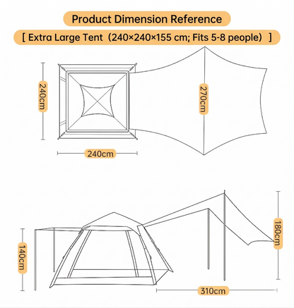 2-in-1 Automatic Pop Up Canopy & Camping Tent- Instant Setup，Versatile Shelter | Traverseon