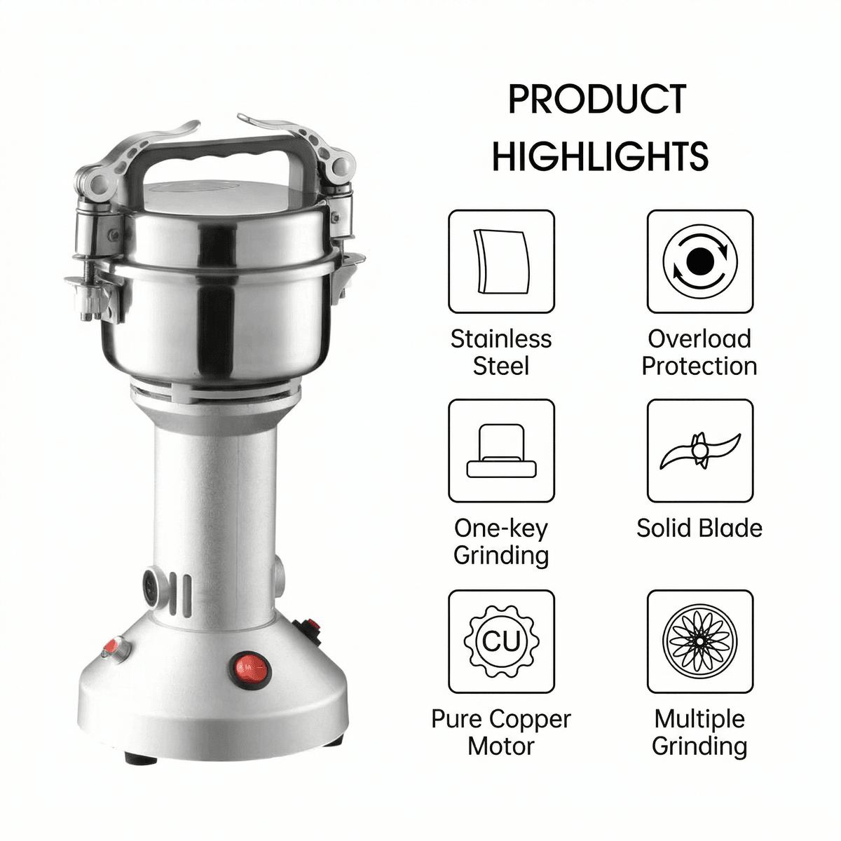350g Electric Kitchen Grinder – High-Speed Spice & Grain Mill | Traverseon