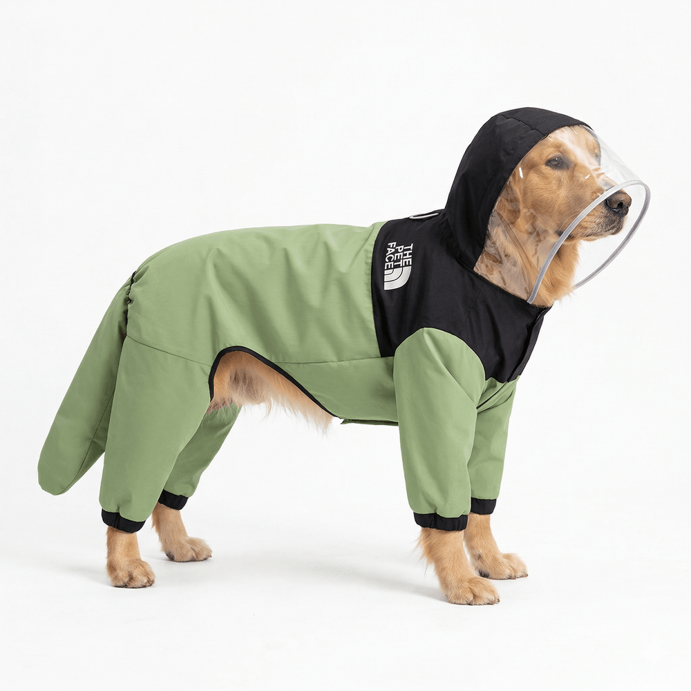 Breathable Large Dog Raincoat with Visor - U-Belly, 15000mm Waterproof, 3XL-8XL (25-88 lbs) | Traverseon