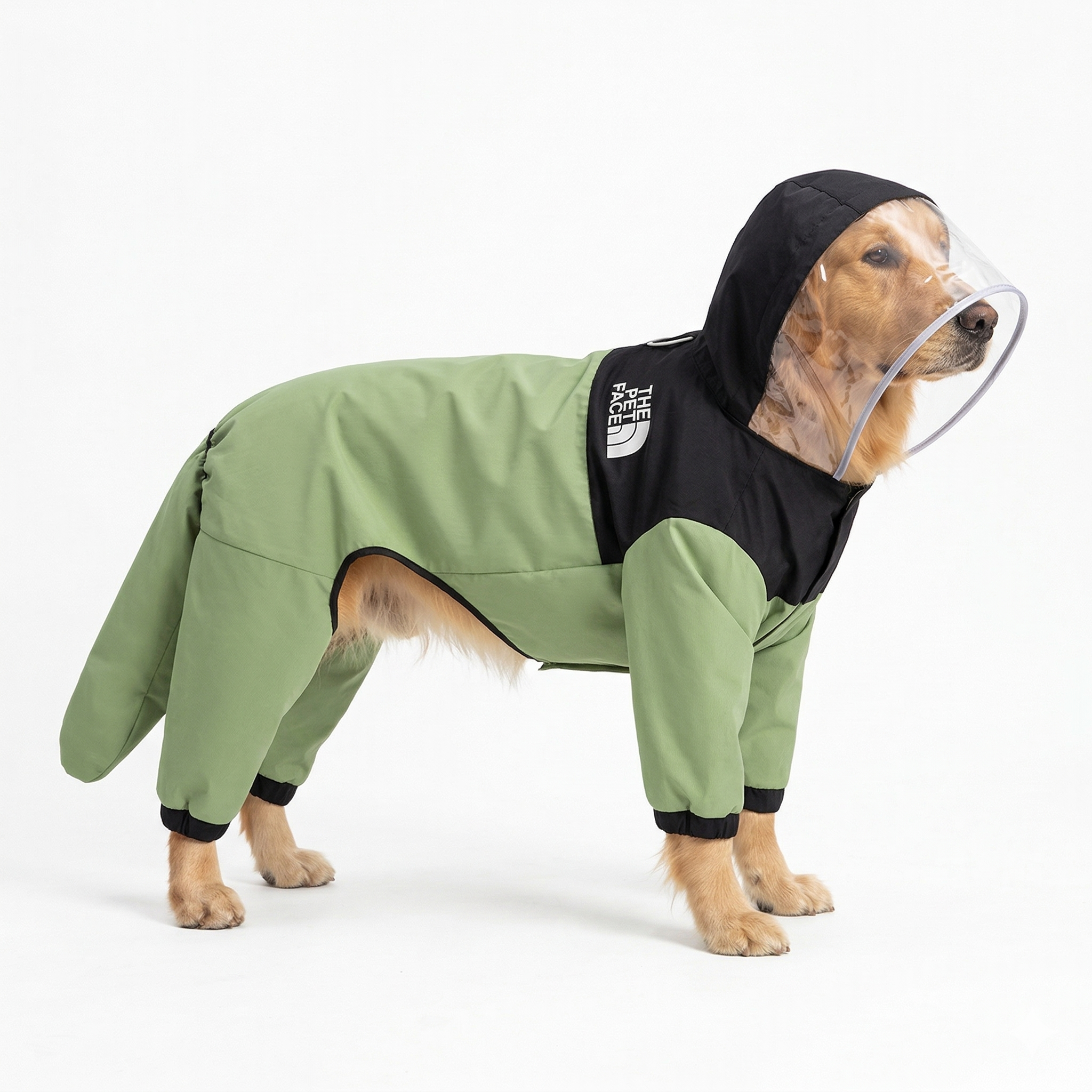 Waterproof Full Coverage Large Dog Raincoat – 15000mm Breathable Hooded Jacket with Leash Hole | Traverseon