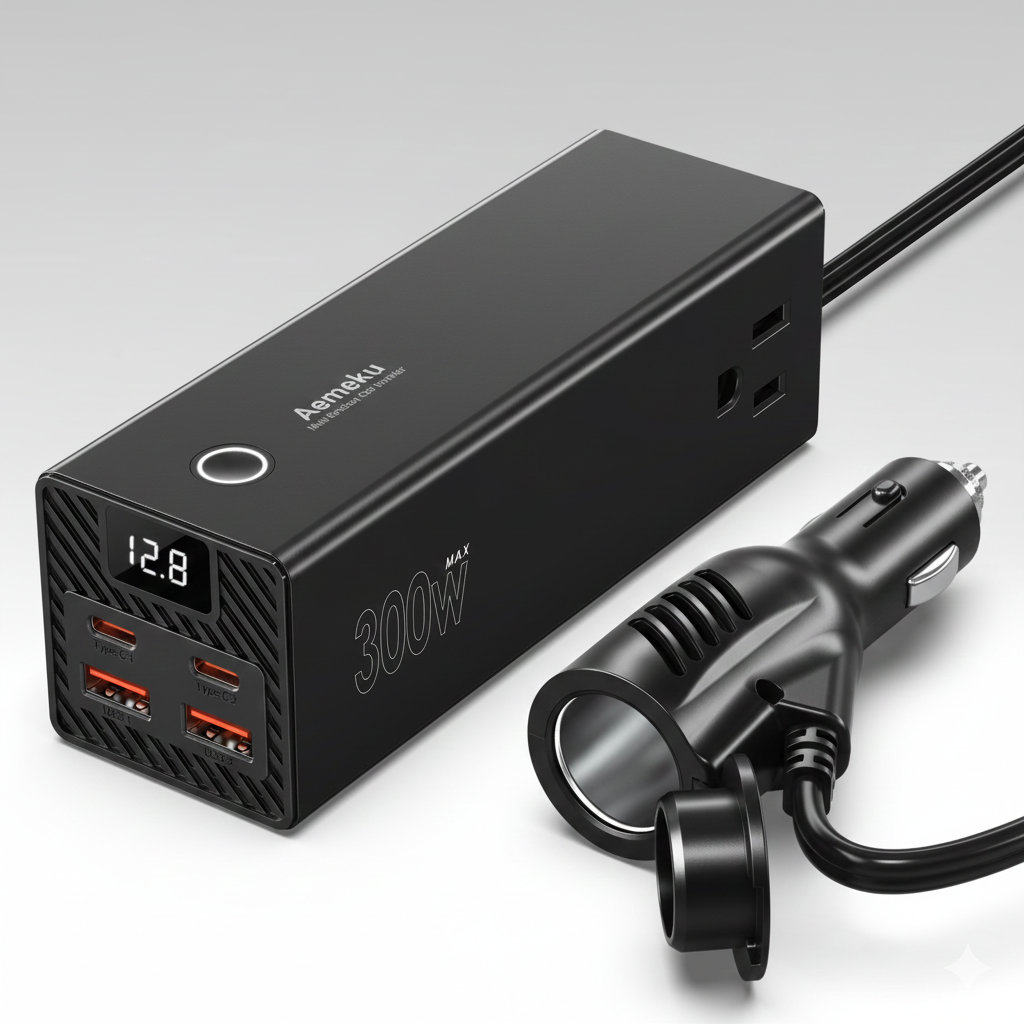 Car Power Inverter – Dual Fast Charge, 2 Outlets & 4 USB, Fits All Vehicles, Road Trips & Camping Must-Have| Traverseon
