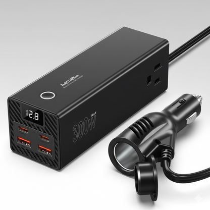 Car Power Inverter – Dual Fast Charge, 2 Outlets & 4 USB, Fits All Vehicles, Road Trips & Camping Must-Have| Traverseon
