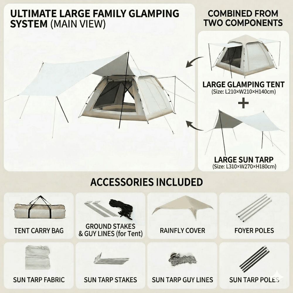 2-in-1 Automatic Pop Up Canopy & Camping Tent- Instant Setup，Versatile Shelter | Traverseon