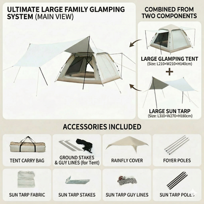 2-in-1 Automatic Pop Up Canopy & Camping Tent- Instant Setup，Versatile Shelter | Traverseon