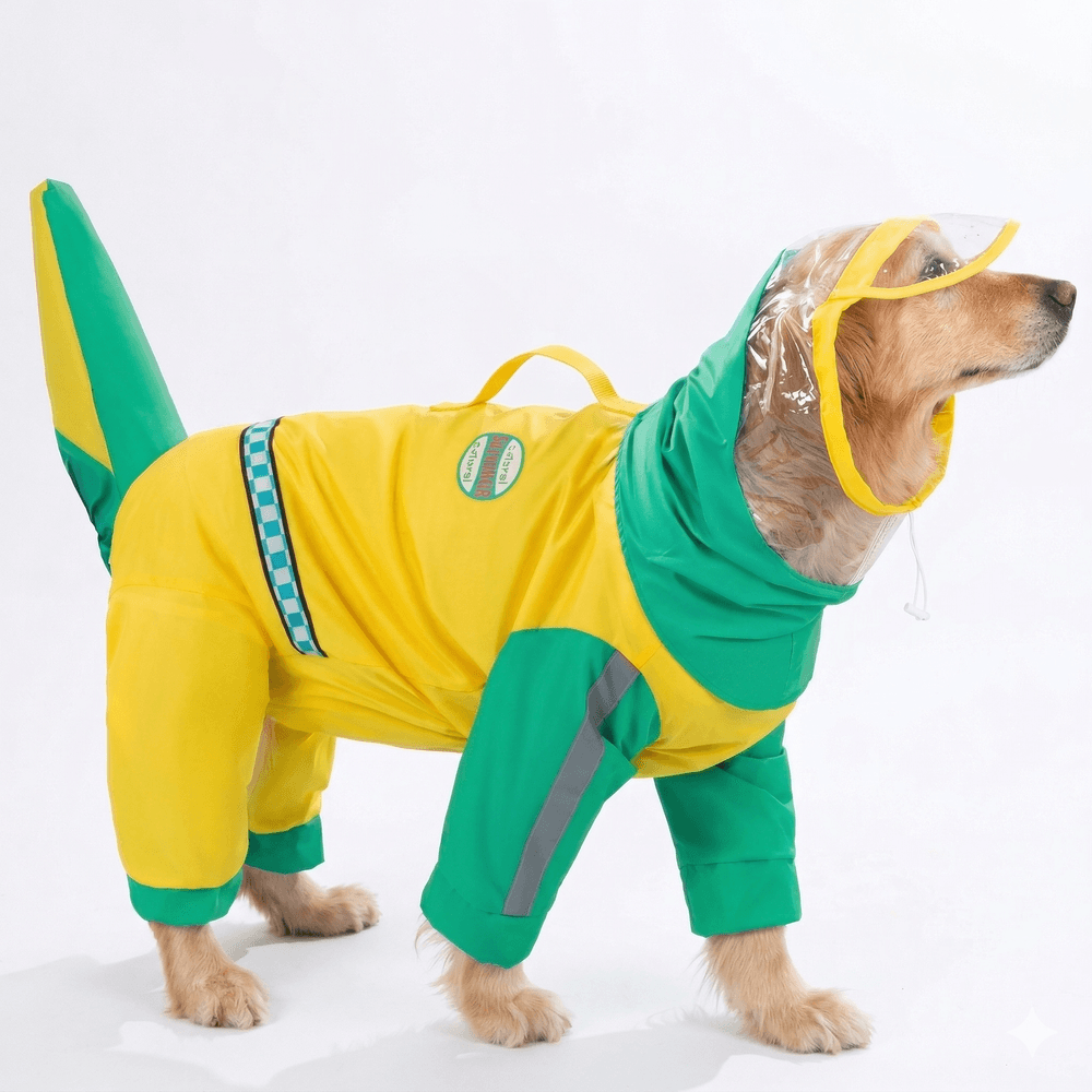 Breathable Large Dog Raincoat with Visor - U-Belly, 15000mm Waterproof, 3XL-8XL (25-88 lbs) | Traverseon