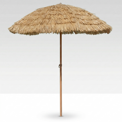 Straw Patio Umbrella – 2M/2.4M DoubleTop Anti-Pinch Tiltable Waterproof Deck Backyard Pool Garden | Traverseon