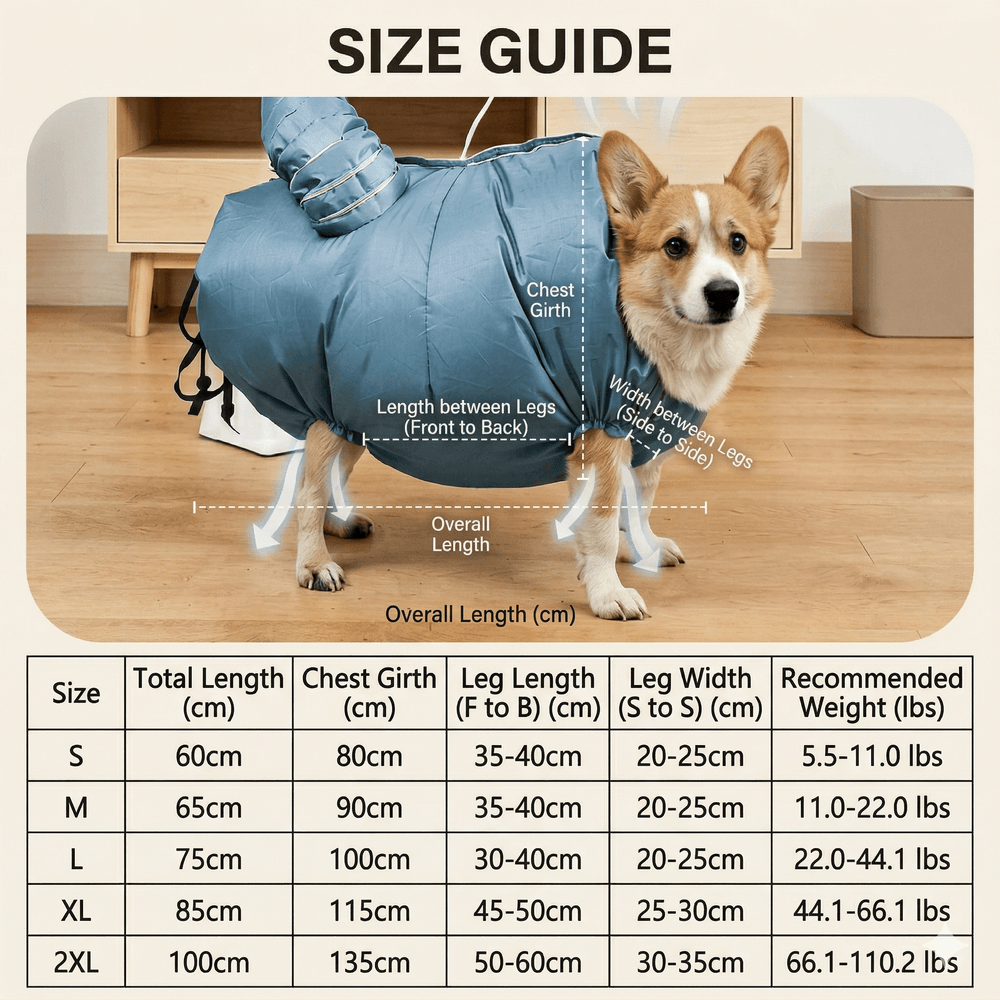 Dryer Dog Pet Drying Bag – 360° Circulating Hair Lock Hands-Free | Traverseon