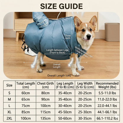 Dryer Dog Pet Drying Bag – 360° Circulating Hair Lock Hands-Free | Traverseon