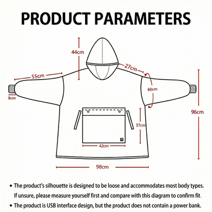 Cordless Heated Hoodie Blanket – 1400g Thick Flannel Cozy Warmth Anywhere | Traverseon