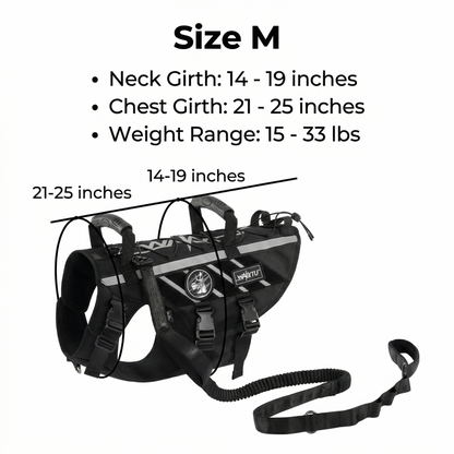 Outdoor Dog Harness – 900D Nylon Detachable Elastic Leash Reflective Dual Handles M/L/XL Hiking Walking | Traverseon