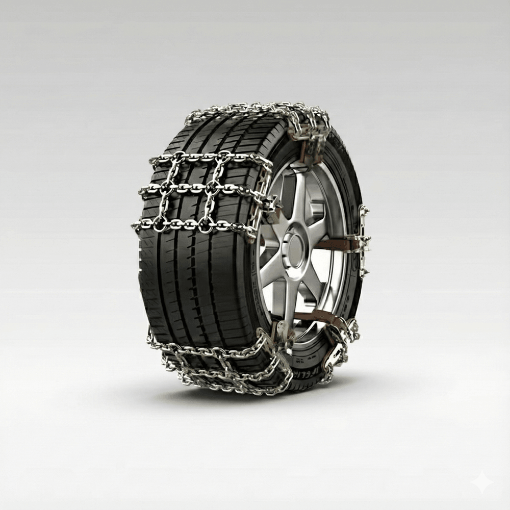 Snow Chains for Car Tires – Alloy Grid, Jack-Free Install | Traverseon