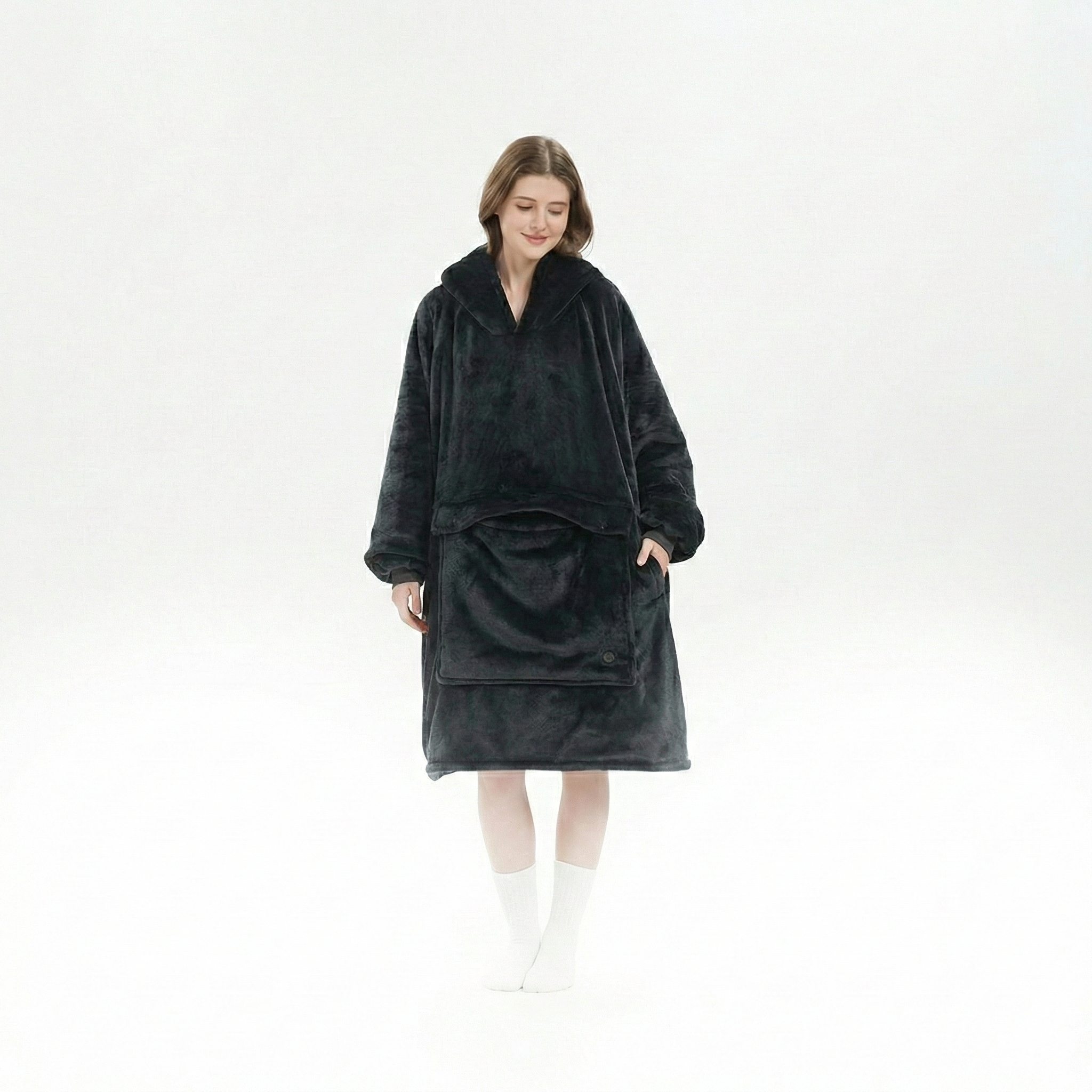 Cordless Heated Hoodie Blanket – 1400g Thick Flannel Cozy Warmth Anywhere | Traverseon