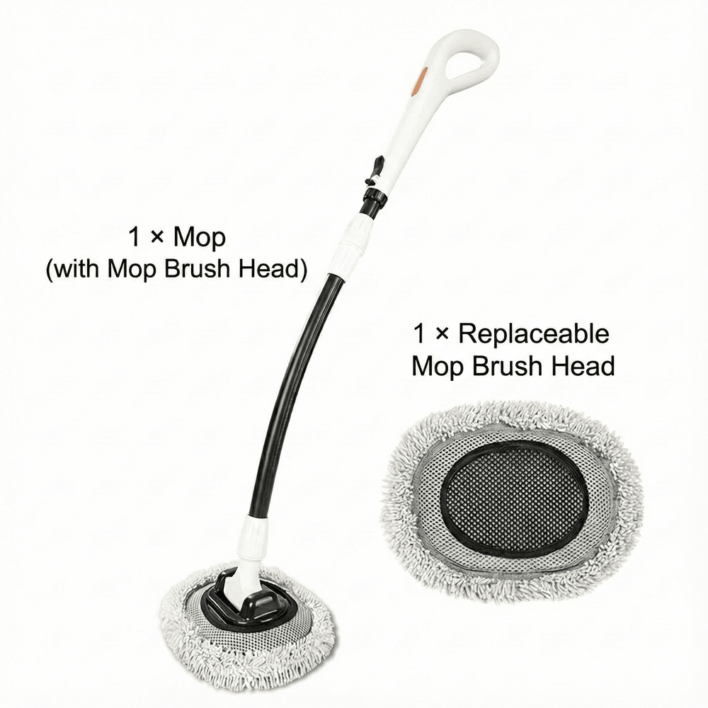 Car Wash Mop – 180° Head, Curved Ergonomic Handle for Scratch-Free Cleaning | Traverseon
