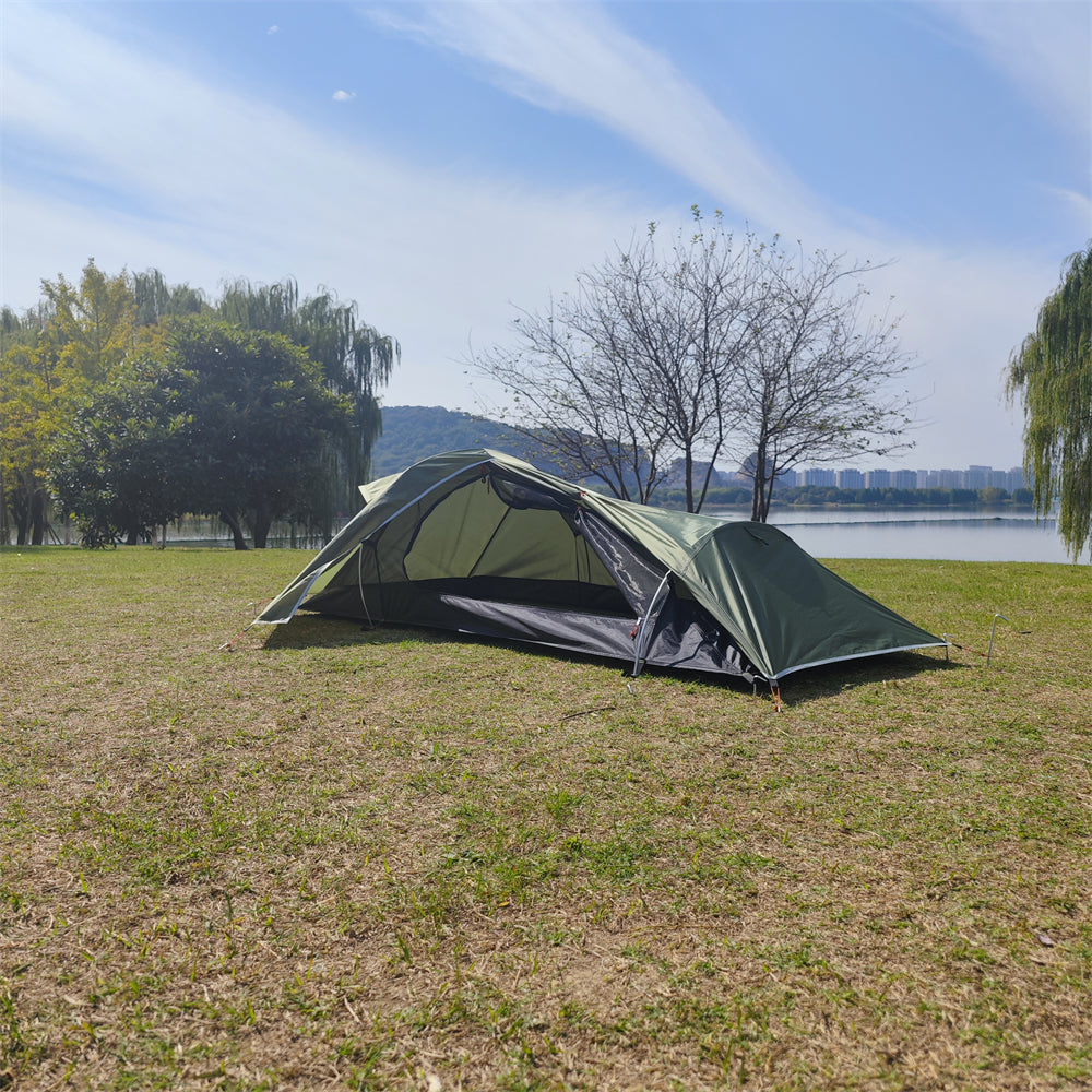 Ultralight 1P Backpacking Tent — Stealth Design, 4-Season Universal, Wind and Rainproof