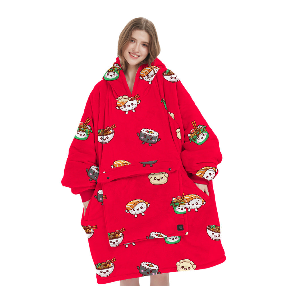 Cordless Heated Hoodie Blanket – 1400g Thick Flannel Cozy Warmth Anywhere | Traverseon