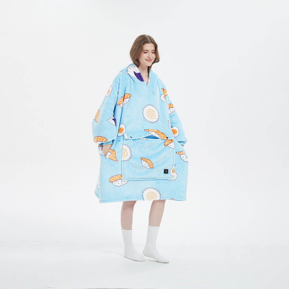 Cordless Heated Hoodie Blanket – 1400g Thick Flannel Cozy Warmth Anywhere | Traverseon