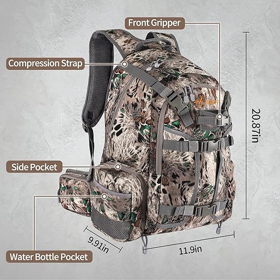 Waterproof Camo Hunting Backpack – Rifle & Bow Holder, 1.40 kg(3.08 lb) | Traverseon