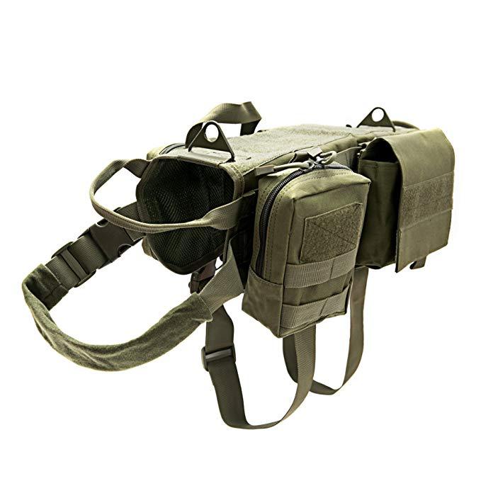Tactical Dog Vest Harness – Adjustable, Pouches, Handle, for Hiking Training | Traverseon