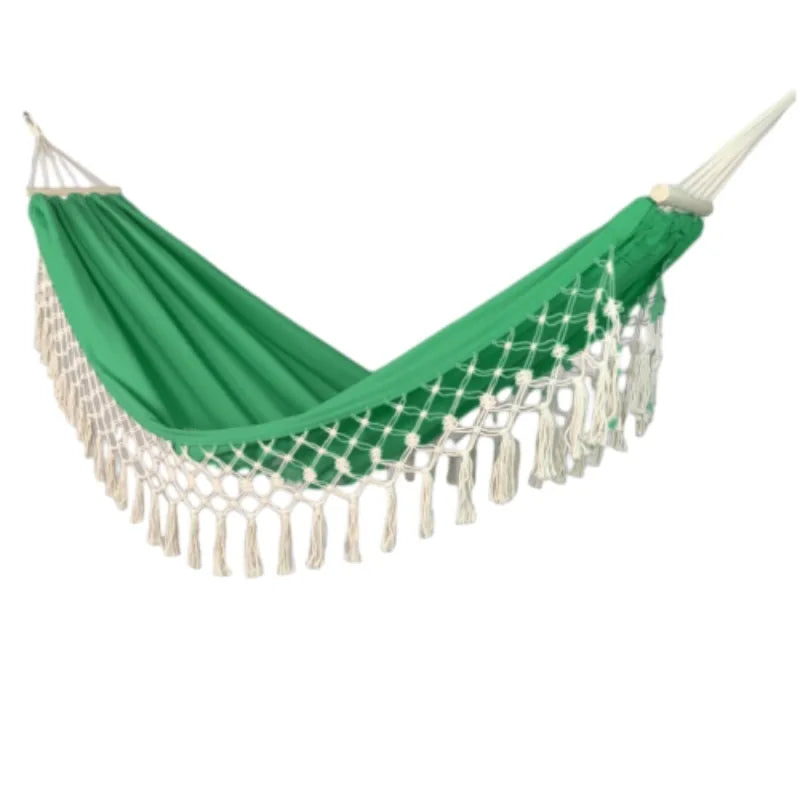 Outdoor Camping Canvas Swing Hammock with Wooden Posts – Anti Rollover Design, 220kg Weight Capacity | Traverseon