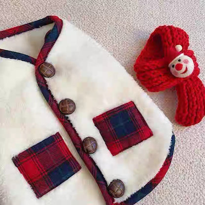 Plaid Coral Fleece Dog Vest – Warm Soft Two-Leg Pet Jacket XS–6XL | Traverseon