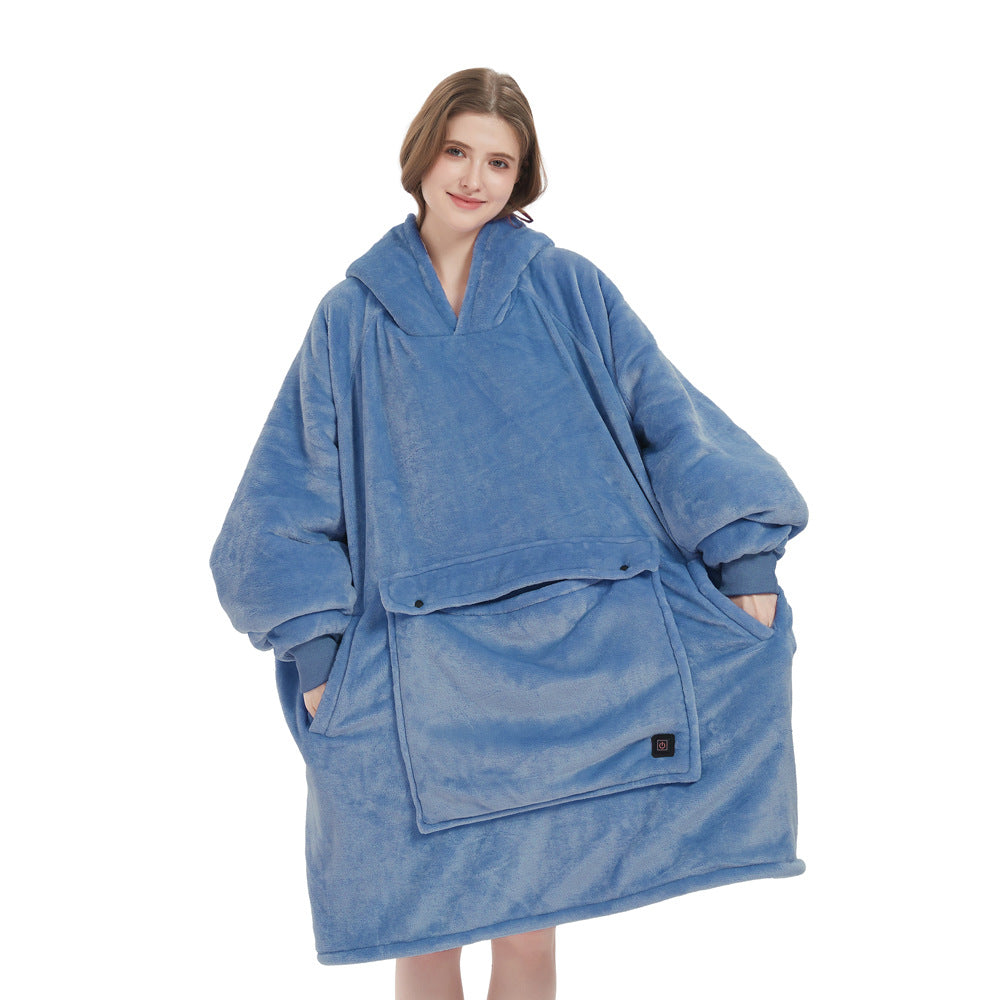 Cordless Heated Hoodie Blanket – 1400g Thick Flannel Cozy Warmth Anywhere | Traverseon