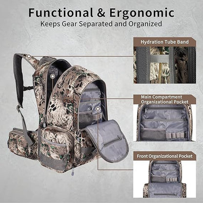 Waterproof Camo Hunting Backpack – Rifle & Bow Holder, 1.40 kg(3.08 lb) | Traverseon