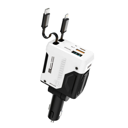 120W 4-in-1 Retractable Car Charger – 70 cm Dual Cables Fast Charge | Traverseon
