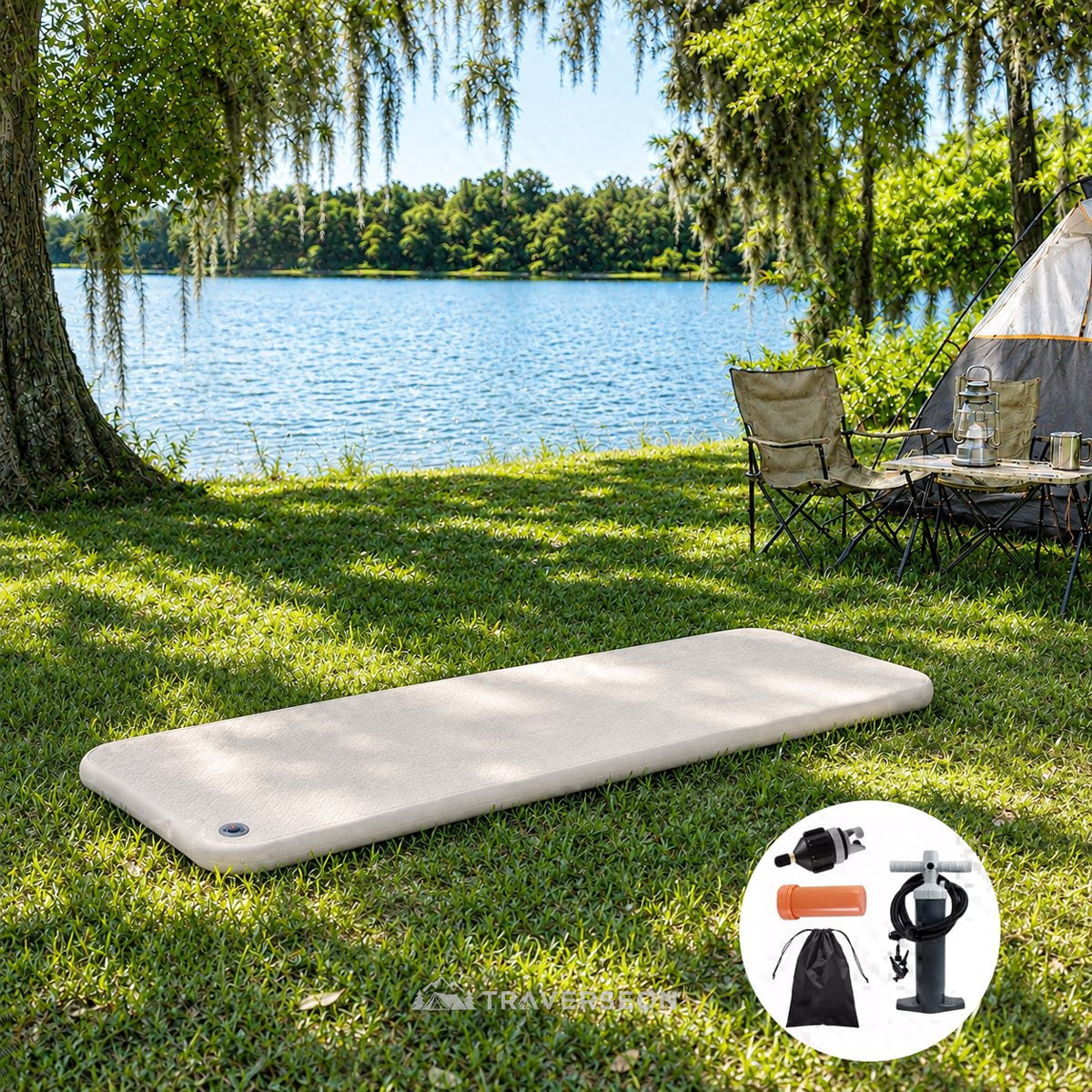 7cm Camping Air Mattress – Waterproof Flocked Air Bed with Pump | Traverseon