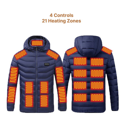 Heated jacket with 3 modes, windproof design, and 1-min quick heat.