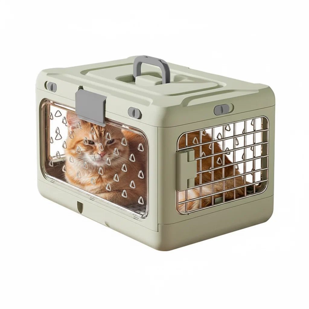 Top-Opening Foldable Pet Carrier – Hard-Sided Ventilated for Air Travel | Traverseon