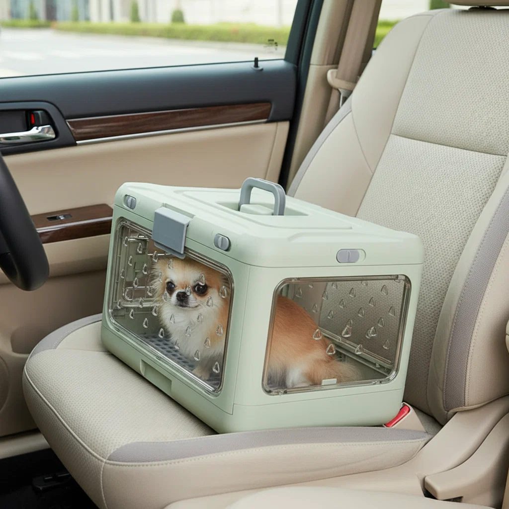 Top-Opening Foldable Pet Carrier – Hard-Sided Ventilated for Air Travel | Traverseon