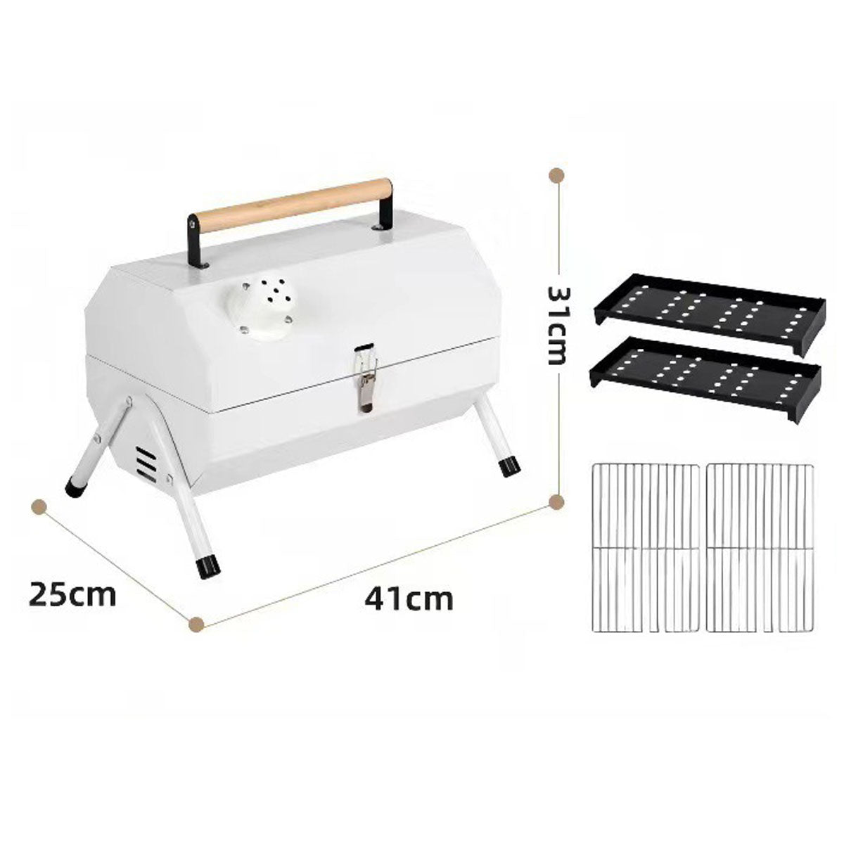 Portable Folding Charcoal Grill – 3-5 People Dual-Zone Roasting for Camping & Picnics