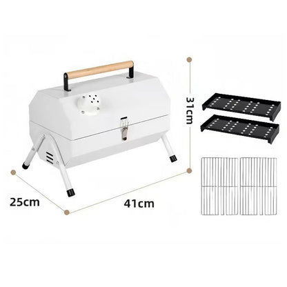 Portable Folding Charcoal Grill – 3-5 People Dual-Zone Roasting for Camping & Picnics