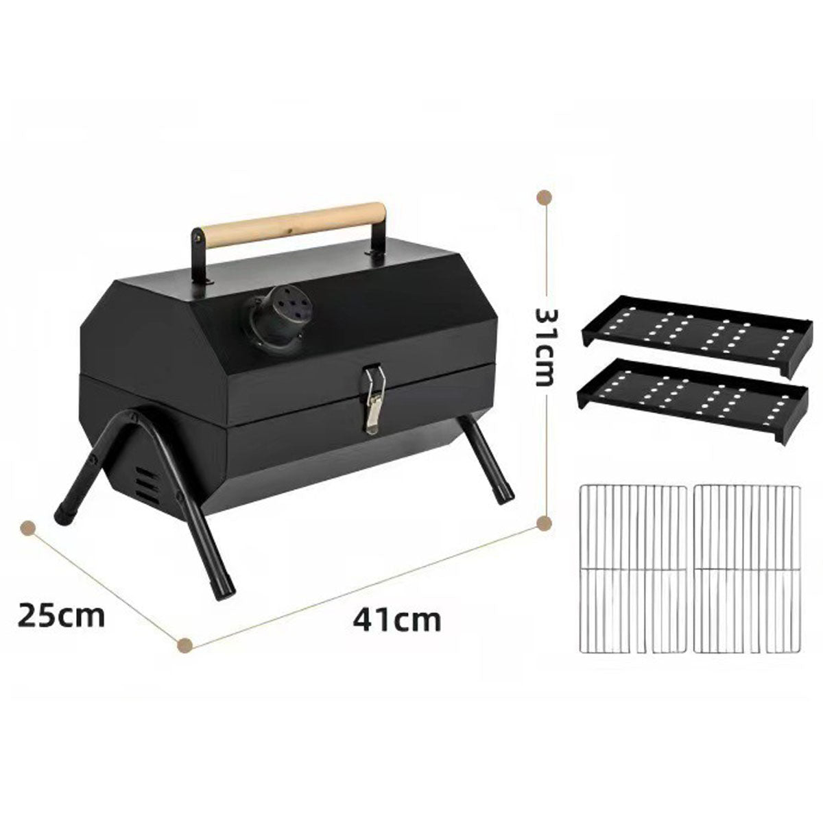 Portable Folding Charcoal Grill – 3-5 People Dual-Zone Roasting for Camping & Picnics