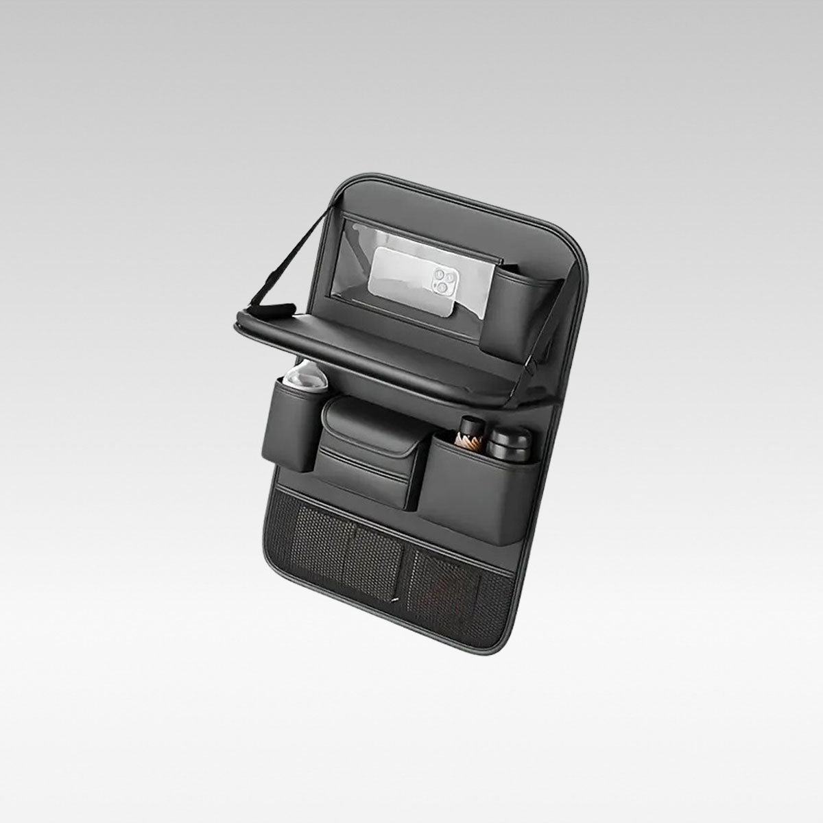 Traverseon Car Seat Organizer – Foldable Tray & Multi-Compartment Storage